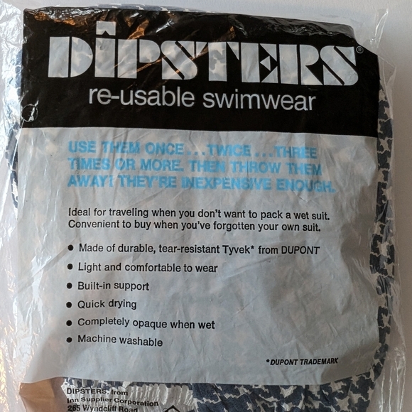 DIPSTERS Tyvek Dupon Disposable Swimwear Swimsuit Bikini Deadstock Vintage - Picture 3 of 11